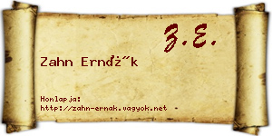 Zahn Ernák névjegykártya